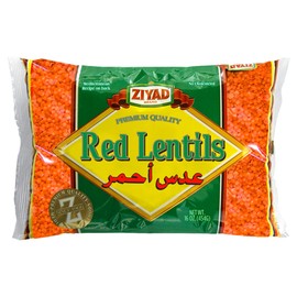 Ziyad Red Lentils Pack size here 16 oz - High-Protein Natural Superfood - Ideal for Soups, Stews, Curries - Versatile & Wholesome Choice for Cooking - Additive-Free & Preservative-Free