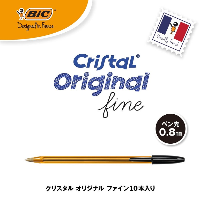 Bic Japan BIC CST-OF08BLKP10 Oil Based Ballpoint Pen, Orange, Crystal,