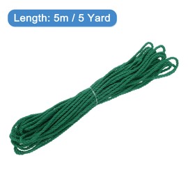 sourcing map Twisted Cord Trim, 5 Yard 3mm 3-Ply Twine Braided Rope Shiny Thread String for Craft Gift Bag Curtain Christmas Decor, Forest Green - 5m