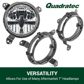 Quadratec 7" Headlight Adapter Bracket - Fits Jeep Gladiator JT, Wrangler JL & JL Unlimited 2018-2022 - Install Any 7" Round Headlamp - No Drill Installation - Adjustable to Accommodate Lift Kits