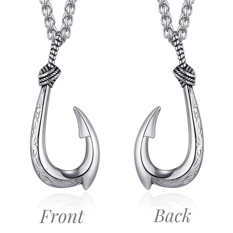 vicima Stainless Steel Fish Hook Necklace for Men, Maui Hook