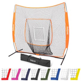 GoSports Team Tone 7 ft x 7 ft Baseball & Softball Practice Hitting & Pitching Net in Team Colors - Orange
