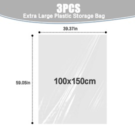 XRXYMQ Plastic Bags Large Pack of 3 Storage Bags 100 x 150 cm Plastic Bags Large Storage Bags Transparent Dustproof for Suitcases Luggage Furniture Quilts Office Chairs Plush Toys