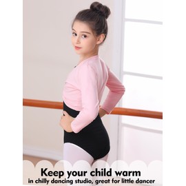 DGSHIRLDJO Girls' Ballet Wrap Jacket Gymnastics Dance Ballet Jacket Long Sleeve Cotton Ballet Cardigan for Girls Women, pink