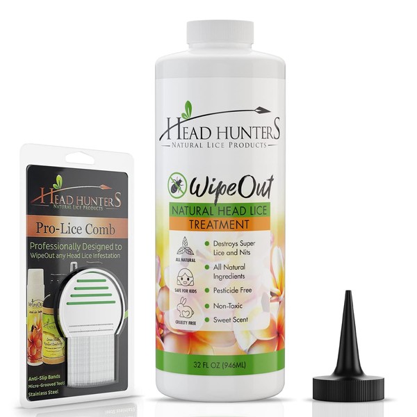 Head Hunters Pro Kit - Wipeout Natural Lice Treatment Extra Strength Family Head Lice Shampoo & Lice Comb - Kills Lice, Super Lice, and Nits - Non-Toxic Head Lice Treatment for Adults & Children