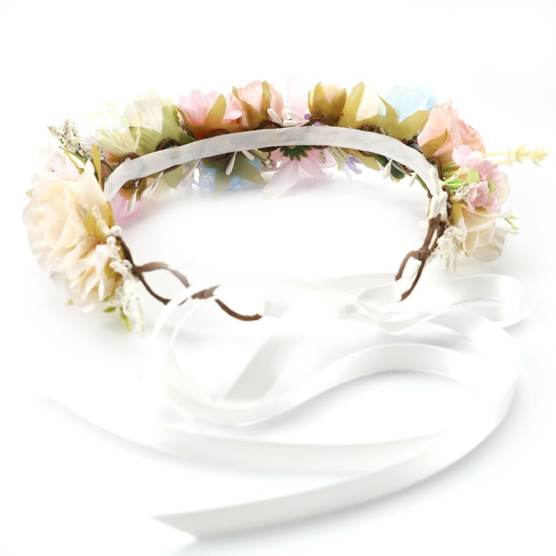 PoshMyra Easter Bunny Flower Crown Spring Floral Headpiece Pink Purple