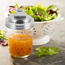 2 Pack Mason Jar Pour Spout Lid - Fits Regular Mouth & Wide Mouth Jars (86mm) - Leak Proof Stainless Steel Flip Cap for Drinking, Salad Dressing & Food Storage - Airtight Seal Cover