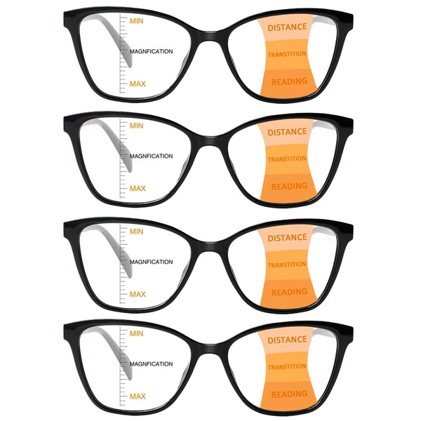 VisiWell 4 Pack Progressive Multifocus Reading Glasses for Women Men