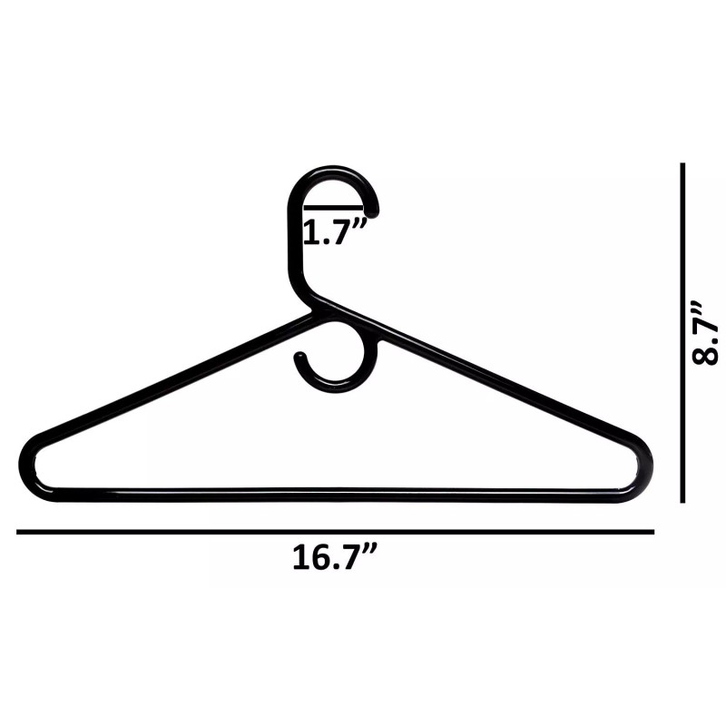 Unbranded Plastic Hangers HD Heavy Duty, 16 Pcs. Black Color,