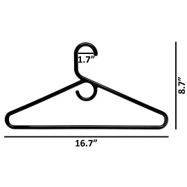 Unbranded Plastic Hangers HD Heavy Duty, 16 Pcs. Black Color, Made in USA,Durable, Tubular