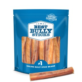 Best Bully Sticks 6 Inch Jumbo Bully Sticks for Dogs - 12 Count (Pack of 1) - Natural Grass-Fed Beef, Single Ingredient, Grain and Rawhide Free Chew, Large Breeds