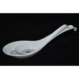 Lucky Star Chinese Style Melamine Plastic Spoon W/Hook End Reman Rice Wonton Noodle Soup Spoon, Lotus, 6.3” or 8.5" Length (144, 6.3 inch)