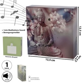 Soundbox 'Buddha' Motion Sensor | 12 x 12 x 3.5 cm Cardboard Plastic | Meditation Sound Volume Adjustable (1 x Soundbox Buddha)