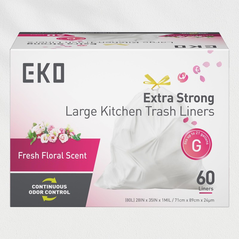 EKO 21 Gallon / 50-90 Liter, 60 Count Drawstring Trash