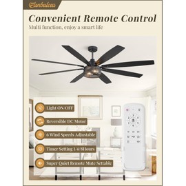 Farmhouse Ceiling Fans with Lights and Remote, 72 Inch Grey Industrial Caged Ceiling Fans for Bedroom Living Room Kitchen, 6 Speed Reversible Quiet DC Motor, Dual Finish 8 Blades