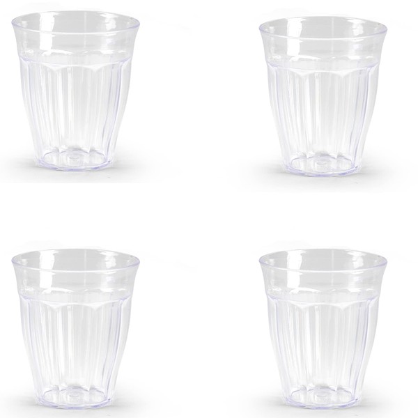 4PK Reusable Plastic Glasses Tumblers for Adults, Unbreakable Picnic Camping