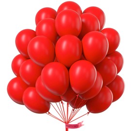 PartyWoo Red Balloons 100 pcs 12 Inch Matte Red Latex Helium Balloons for Graduation Wedding Independence Day Valentine's Day Memorial Day Christmas Engagement Birthday Party Decorations Red-Y57
