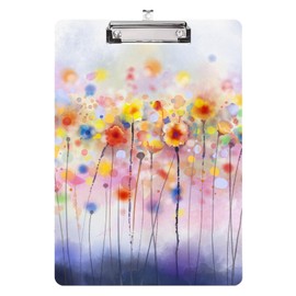 Watercolor Floral Clipboard,Decorative Acrylic Clipboard with Low Profile Metal Clip for Office,School,Teachers,Students Standard Letter Size 9x12.5