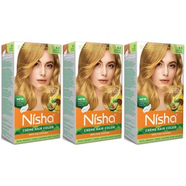 Nisha Nisha Creme 8.1 Golden Blonde Hair Color (60gm 90ml 12ml Nisha Color Protection Conditioner)