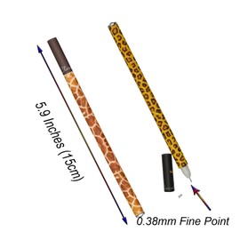 Lopenle 24PCS Fancy Leopard Pens Cheetah Pens Diamond Gel Pens Animal Print Pen Black Ink Fine Pretty For Women Girls School Party Office Birthday