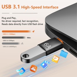 Verbstel 12 Pack 10Gbps/120W USB C to USB3.1 Adapter, Type C Male to USB Female Adapter for Smartphone, PC, Laptop, Tablet, Keyboard (Black, 12 Pack)