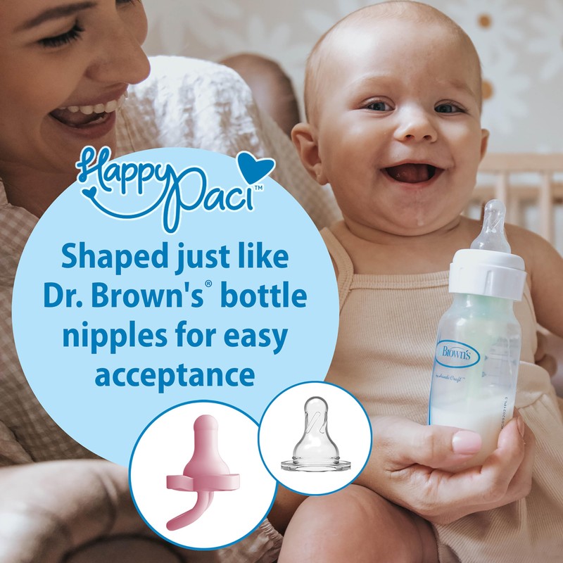 Dr. Brown's HappyPaci 100% Silicone Baby Pacifier, Contoured One-Piece Design,