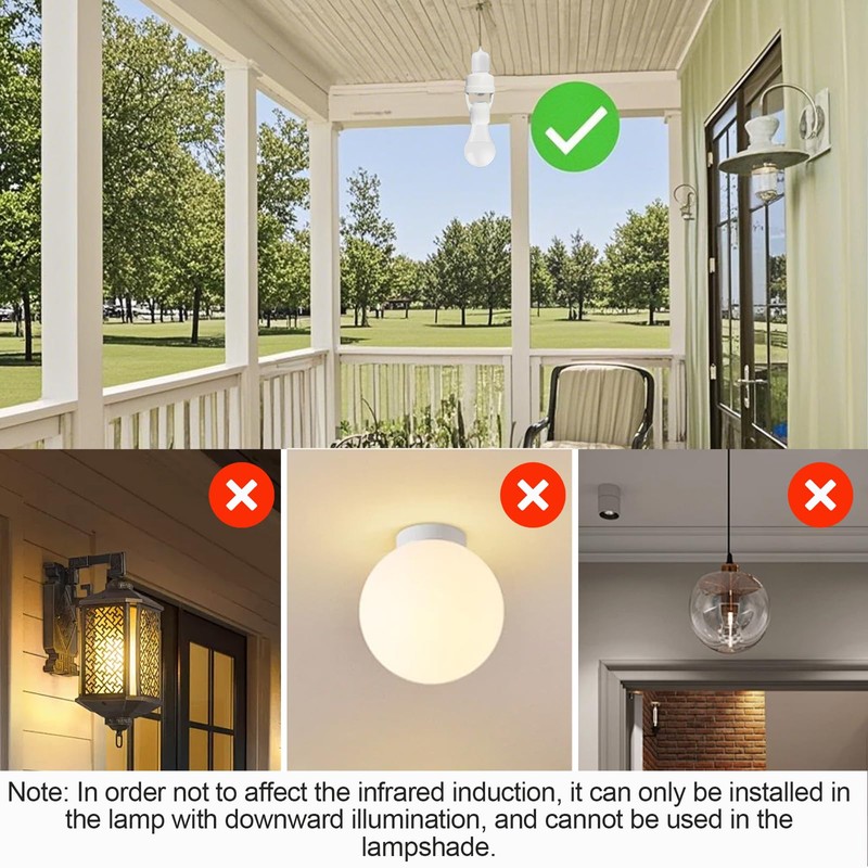 Uuhafsa PIR Motion Sensor Light Socket, E26/E27 Smart Lamp Bulb