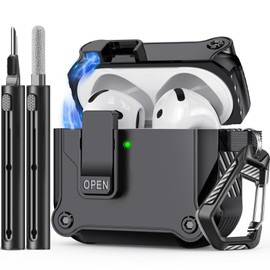 Inesore Compatible with AirPods 4th Generation Case,with Cleaner kit,Automatic Snap Switch Secure for New Airpods 4 Charging Cover (2024)