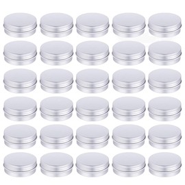 30 Pack Tin Cans Screw Top Round Metal Lip Balm Tins Containers with Lids (1oz)