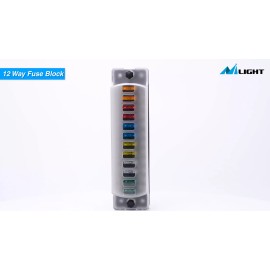 Nilight 12 Way Fuse Block with Negative Bus 12V Blade Fuse Holder ATC/ATO