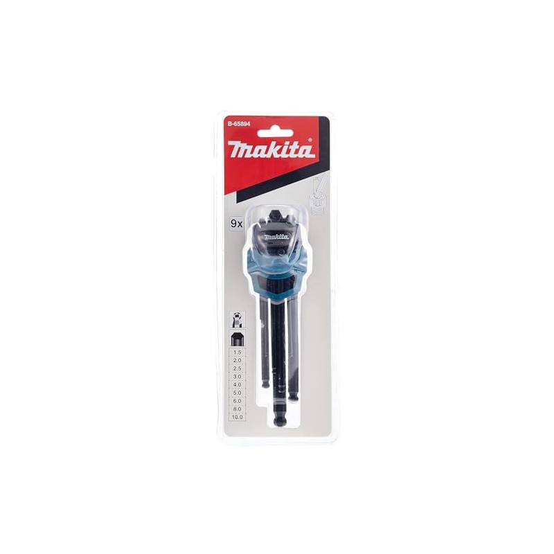 Makita B-65894 9 Piece Hex Key Wrench Set Black