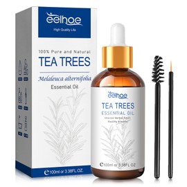 Teebaumöl 100ml,Natürliches Ätherisches Öl Vielseitiges Pflegeöl mit 2 Nylonfaser-Pinsel