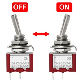 Heschen Miniature Toggle Switch MTS-101 ON-OFF SPST 2 Pin, 2A 250V, 5A 120V, Pack of 5
