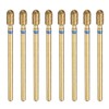 sourcing map 8pcs 120-140 Grits Diamond Grinding Bit 3.5mm Cylindrical Ball Head 2.35mm Shank 7mm Length Titanium Plated Stone Sanding Drill Bits Rotary Tool for Nails Grinding Polishing