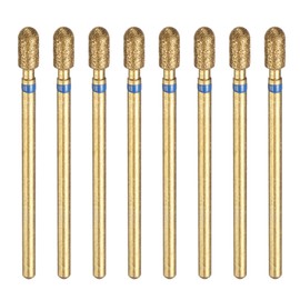 sourcing map 8pcs 120-140 Grits Diamond Grinding Bit 3.5mm Cylindrical Ball Head 2.35mm Shank 7mm Length Titanium Plated Stone Sanding Drill Bits Rotary Tool for Nails Grinding Polishing