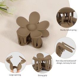 8pcs Flower Claw Clips for Women and Girls, Big Hair Clips Non-Slip Strong Hold Hair Catch Clamps, Barrettes and Headwear Accessories for Straight, Curly, and Wavy Hair