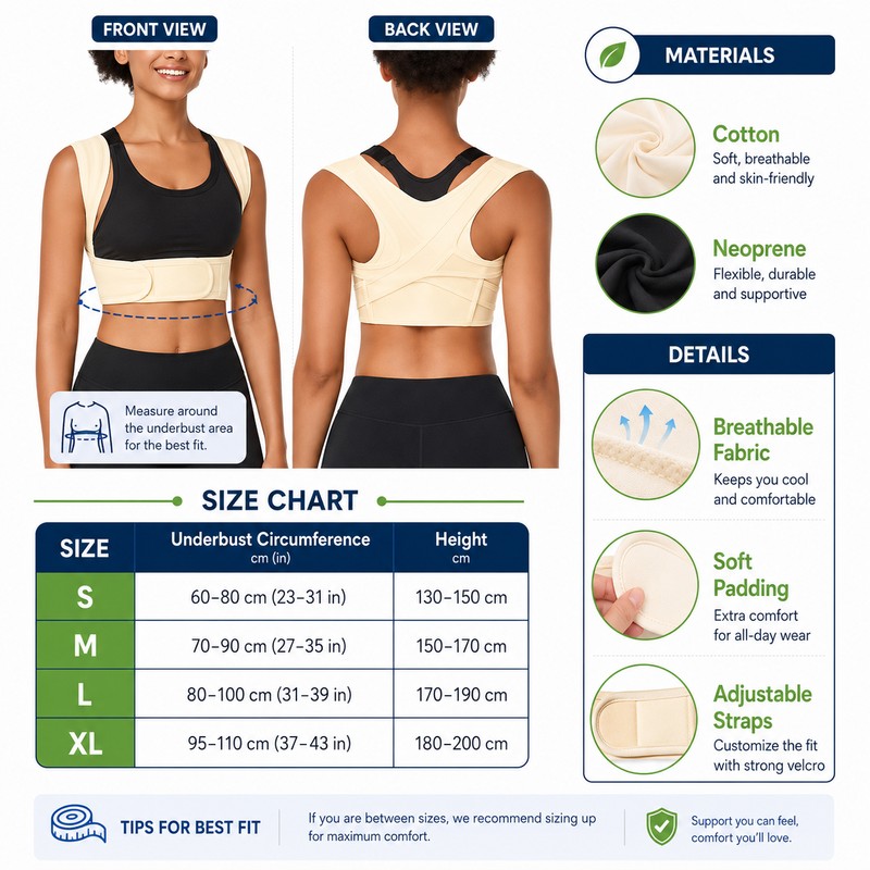 Adjustable Posture Corrector Back Brace for Upper Back Support –