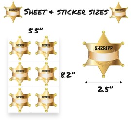 Joyful Artistry 120PCS Sheriff Badge Stickers Name Tags – Police Sheriff Badge Stickers for Kids, Name Labels, Police Birthday Party Supplies