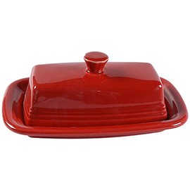 Fiesta® Covered Butter Dish XL, 8" – Durable Ceramic, Lead-Free, Dishwasher/Microwave/Oven Safe – Made in USA Dinnerware - Scarlet