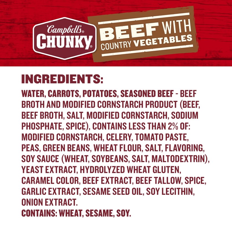 Campbell’s Chunky Soup, Beef Soup with Country Vegetables, 18.8 Oz