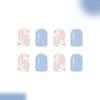 Short Press on Nails Square Fake Nails with White Flower