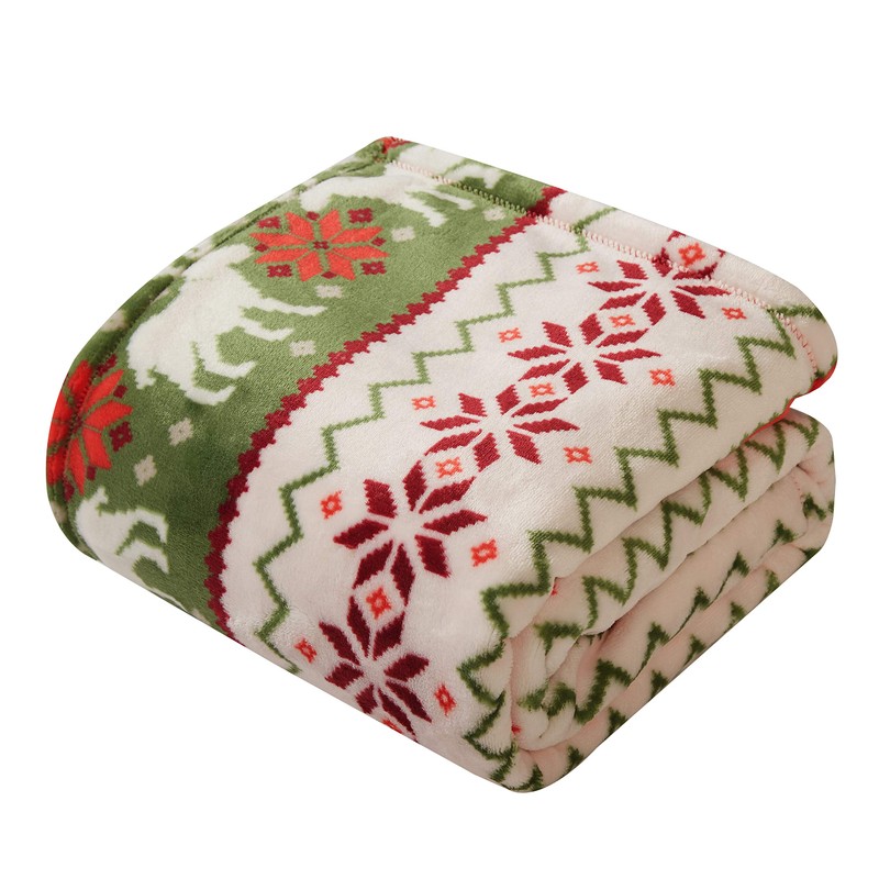 Dearfoams Winter Geo Print Royal Plush Soft Oversized Throw