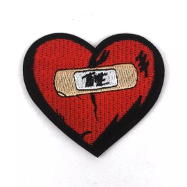 unbranded Red Heart battery Valentines Day W2.8" Iron Sew-on Embroidered Patch 3415