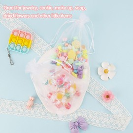 Organza Bags 4x6,100Pcs Sheer Mesh Bags Drawstring,Small Mesh Gift Bags,Drawstring Gift Bags, Wedding Favor Bags, Candy Bags Pouches for Party Birthday Festival Soaps Makeup Wrapping Supplies, White