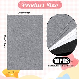 Lnngub 10 Pcs Felt Fabric Sheets,Felt Squares White Felt Sheets Black Stiff Felt Craft Felt Squares Felt Paper for Craft Sewing Patchwork DIY Crafting Projects(12 X 8 Inch,Black,White,Grey)