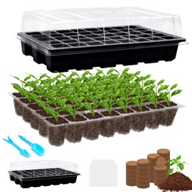 Halatool Seed Starter Kit 2 Pack 80 Cells Black Seed Starter Tray with 80 PCS Coco Pellets for Seedlings Organic Seed Stater Soil Pods for Planting Vegetables Plant Flowers Starting