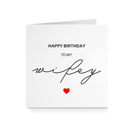 Happy Birthday To My Wifey - Cursive Red Heart Love Card - For Her Partner Wife Soulmate 30th 40th 50th A789