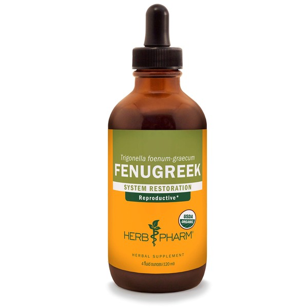 Herb Pharm Certified Organic Fenugreek Liquid Extract for Female Reproductive Support - 4 Ounce