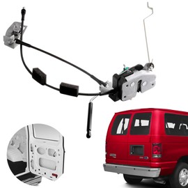 Unikpas Door Latch Assembly w/Cable & Rod Compatible for Ford E150 E250 E350 Van 1992-2019 Rear Right Side Replace Door Lock Latch Actuator AC2Z15431A02A 6C2Z-15431A02-AA