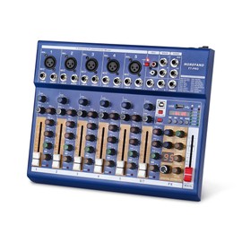 Professional 7-Channel Audio Mixer, Bluetooth 5.0, 24-bit DSP Effects, USB/MP3 Recording, +48V Phantom Power